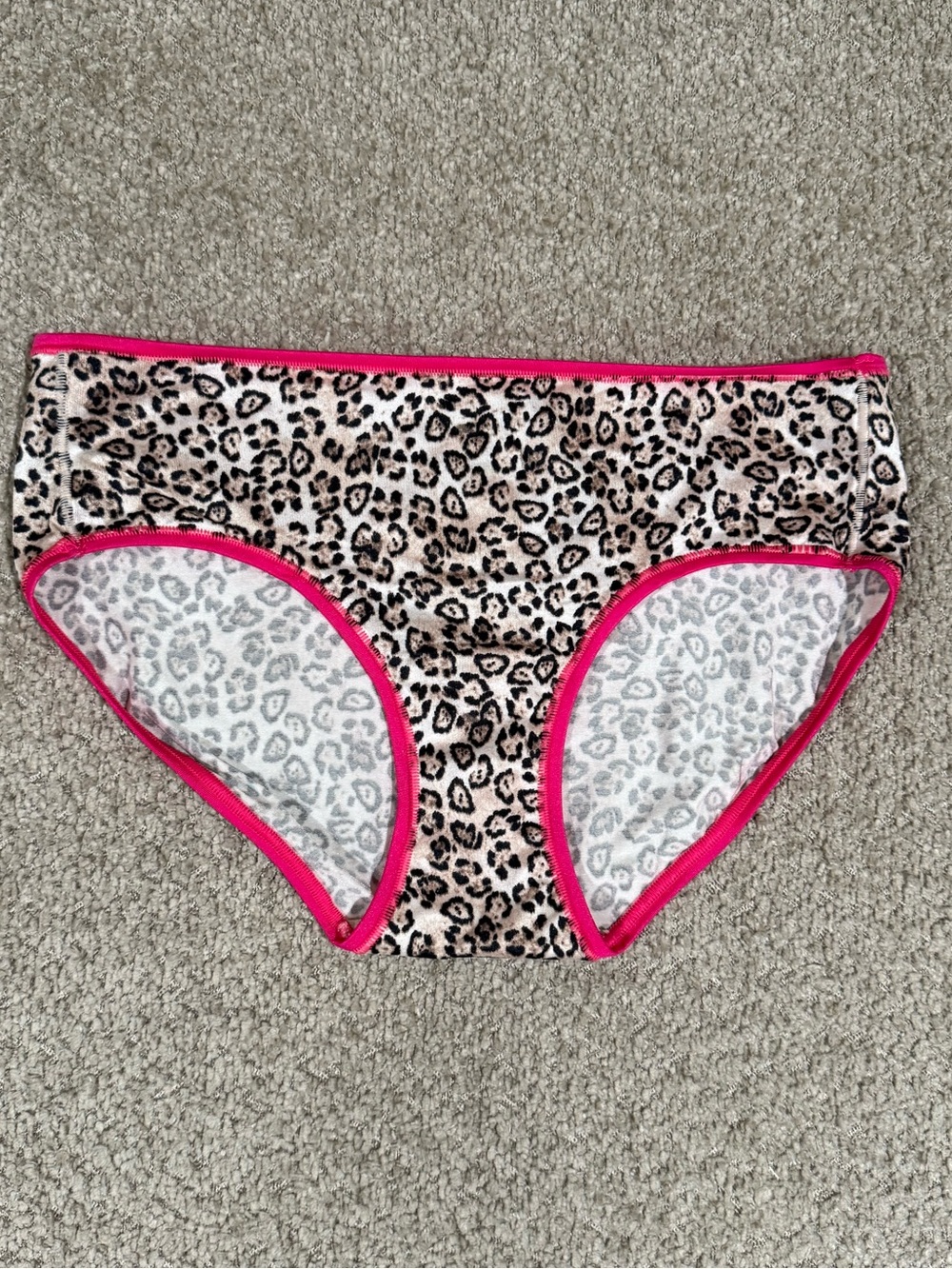 Victoria's Secret Leopard Print Briefs with Hot Pink Trim